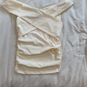 Edikted Cream Off-Shoulder Blouse